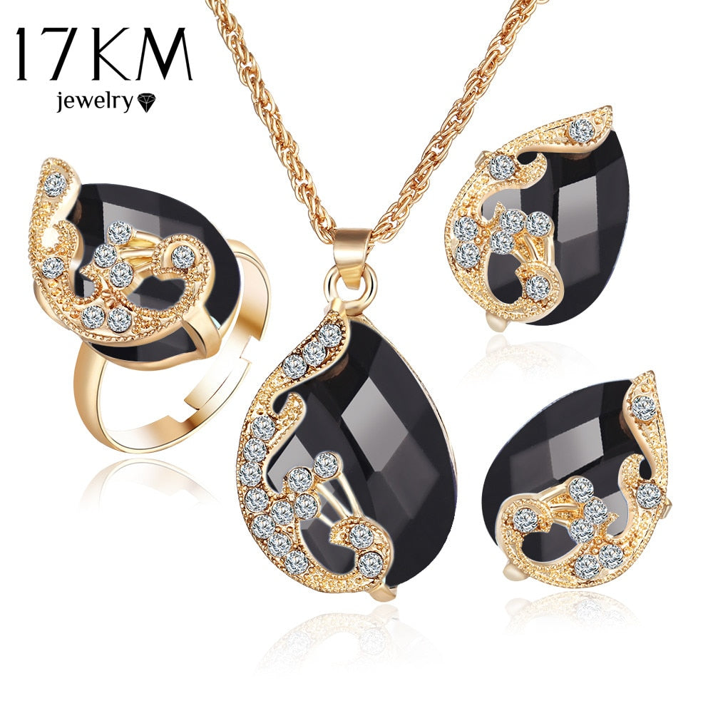 17KM Jewelry Sets 5 Colour Crystal Peacock Jewelry Sets